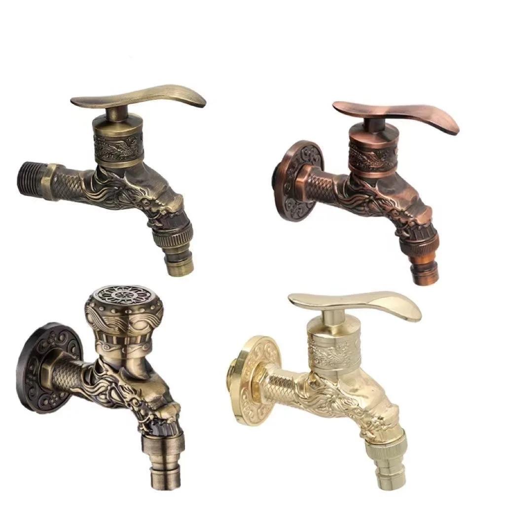Antique European Style Wall-mounted Washing Machine Faucet Single Cold Water Valve Taps Mop Pool Faucet Accessories