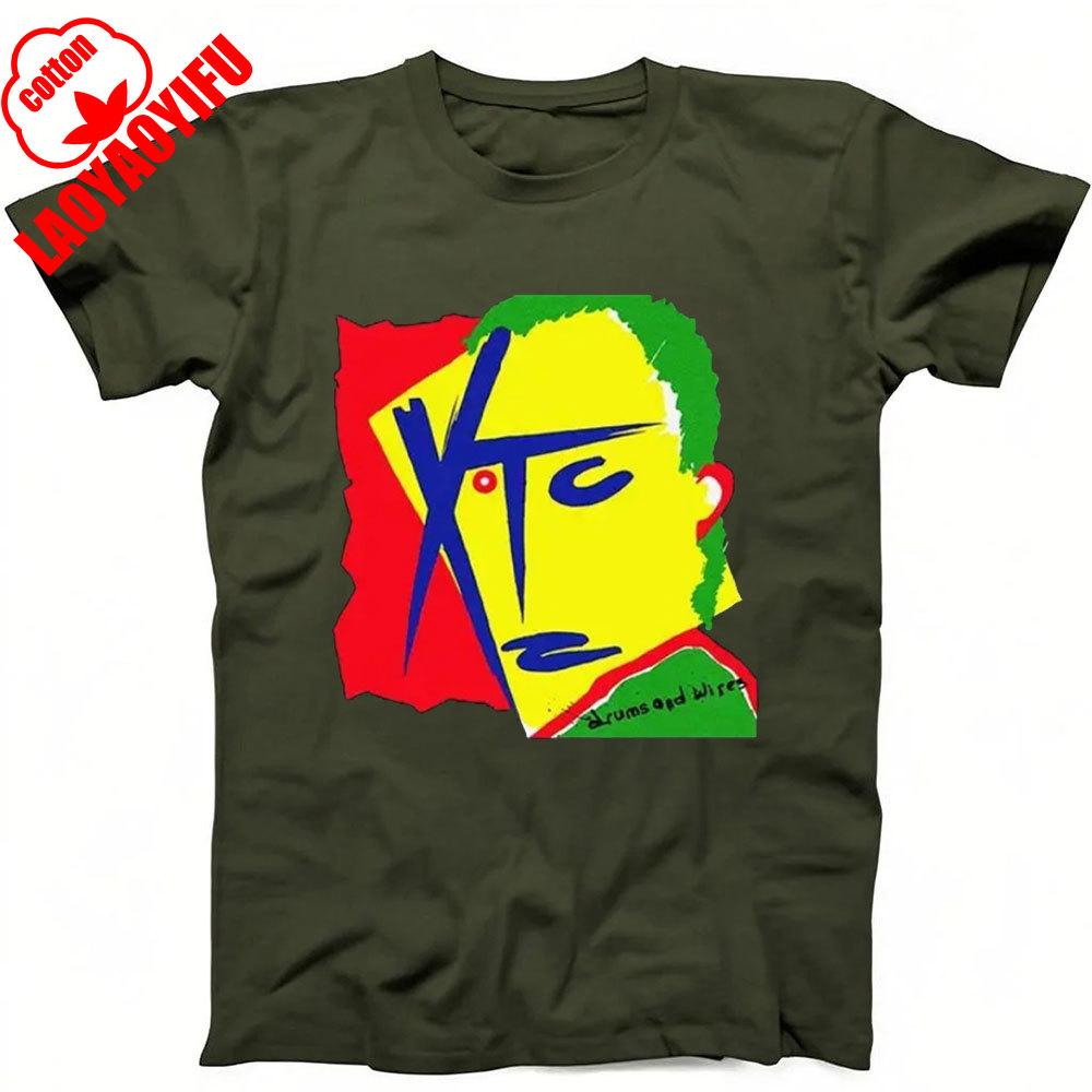 XTC Drums and Wires New Wave Rock Music Gift Black T Shirt Fashionable and Casual Combed Cotton Short Sleeved Round Neck T-shirt