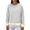 Women's Casual Round Neck Long Sleeve Sweatshirt Solid Color Sweatshirt