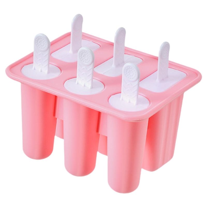 Safe Silicone Ice Lolly Maker With Detachable Stick Creative 6 Compartments Popsicles Tray Ice Cream Making Molds