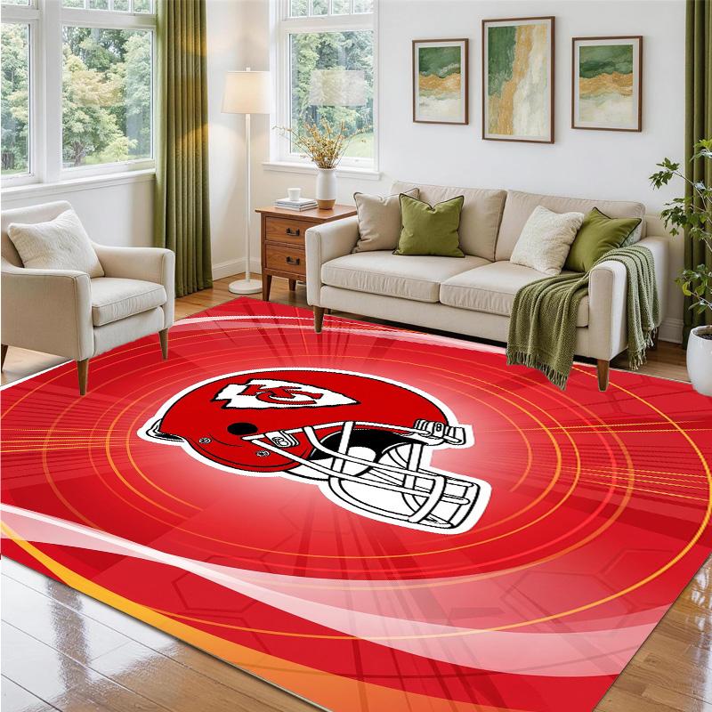 Kansas City Chiefs Design Crystal Velvet Rug Soft Decorative Mat for Bedroom Entrance
