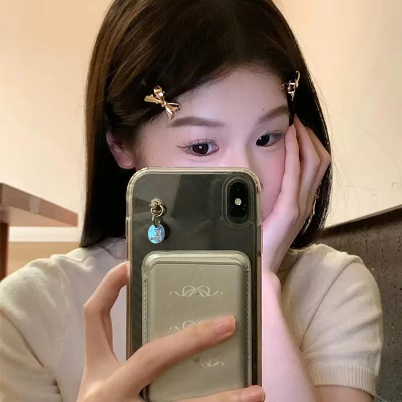 2pcs Sweet Cool Silver Metal Bow Hairpin Side Bangs Clip Broken Hair Hairpin Headwear Girls Women Hair Accessories