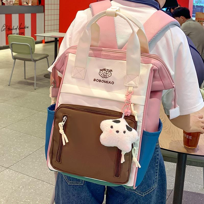 Handbag Children's Elementary School Students Girls Junior High School Students High Value Splicing Backpack