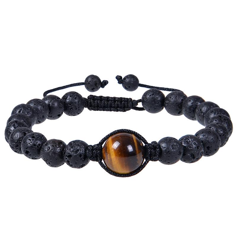 2025 Unisex Obsidian & Lava Stone Woven Bracelet - 12MM