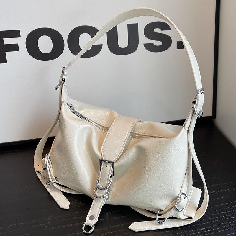 Silver Leather Crossbody Bags for Women Luxury 2024 Y2k Korean Fashion Underarm Shoulder Bag Female Armpit Bag Handbags bolsas
