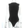 2026 Summer Cotton T-Shirt Bodysuit Women - Instagram Minimalist Semi-Turtleneck Sleeveless Romper, Sleek Stretch Figure Hugging Jumpsuit