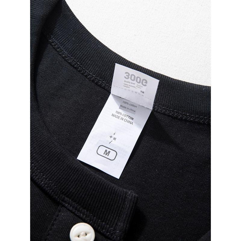 American-Style 300g Heavyweight Short-Sleeve T-Shirt for Men, Summer Casual Solid Color Versatile Top, Stylish Henley Collar Pure Cotton Half-Sleeve