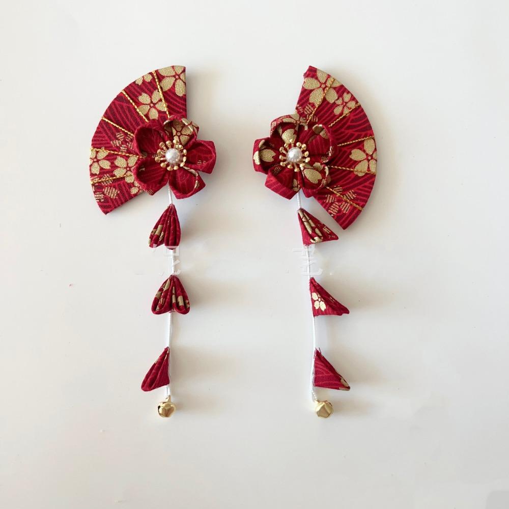 Bell Kimono Sakura Hairpin Sakura Hanfu Fan Hair Clip Cute Tassel Fan Hair Clip  Photo Pros