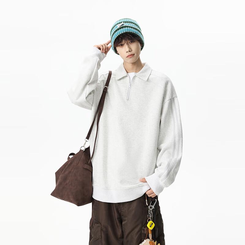 TOM ADAM Gestreiftes Color-Block Revers-Pullover-Sweatshirt