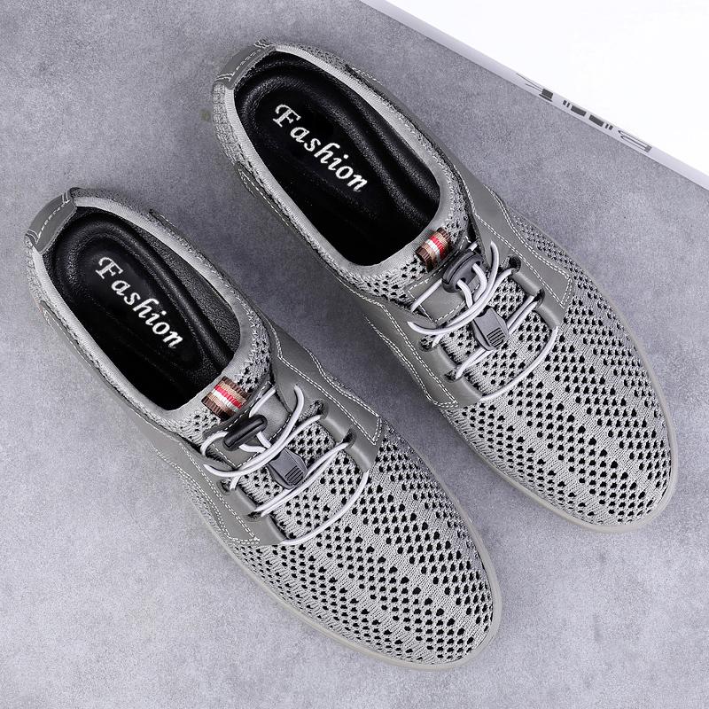 Fashion Handmade Men's Summer Sneakers Breathable Men Mesh Shoes Outdoor Casual Flats Comfortable Walking Treking Shoes Hollow Out Shoes