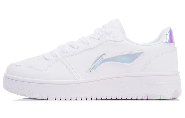 Li Ning Slip Resistant Lightweight Balance Abrasion Resistant Low top Skateboard Shoes Women's White AGCR342-2