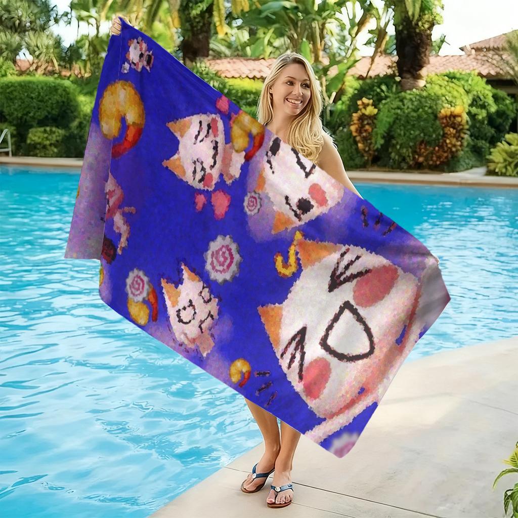 1pc Cartoon Anime Cats Beach Towel Large Quick-drying Towel Suitable for Beach Yoga Pool Gym Sport Towel Summer Gift for Friends