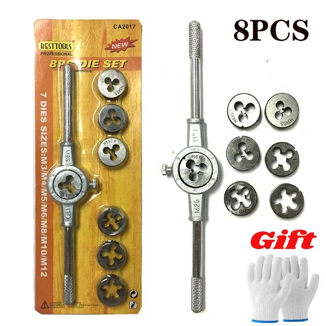 8/12/20 pcs Tap And Die Set M3-M12 Male Thread Tool Kit Alloy Steel Internal thread Tap die hardware