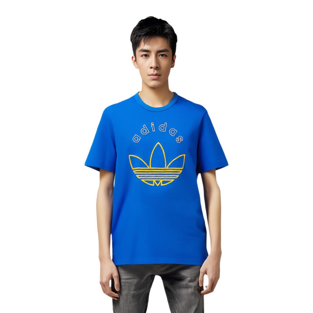 Adidas Sports Casual Crew Neck T-Shirt Men Tops Blue JD1577