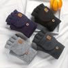 Screen Touch Half Finger Gloves for Students Knitting Thick Warm Gloves Winter Autumn Cuff Gloves Indoor Hand Warmers