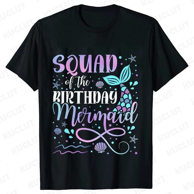 Mermaid Birthday Princess Girl Party T-shirt Family Group Matching Siblings Tees Fashion Vintage Unisex Tops Oversized Clothing