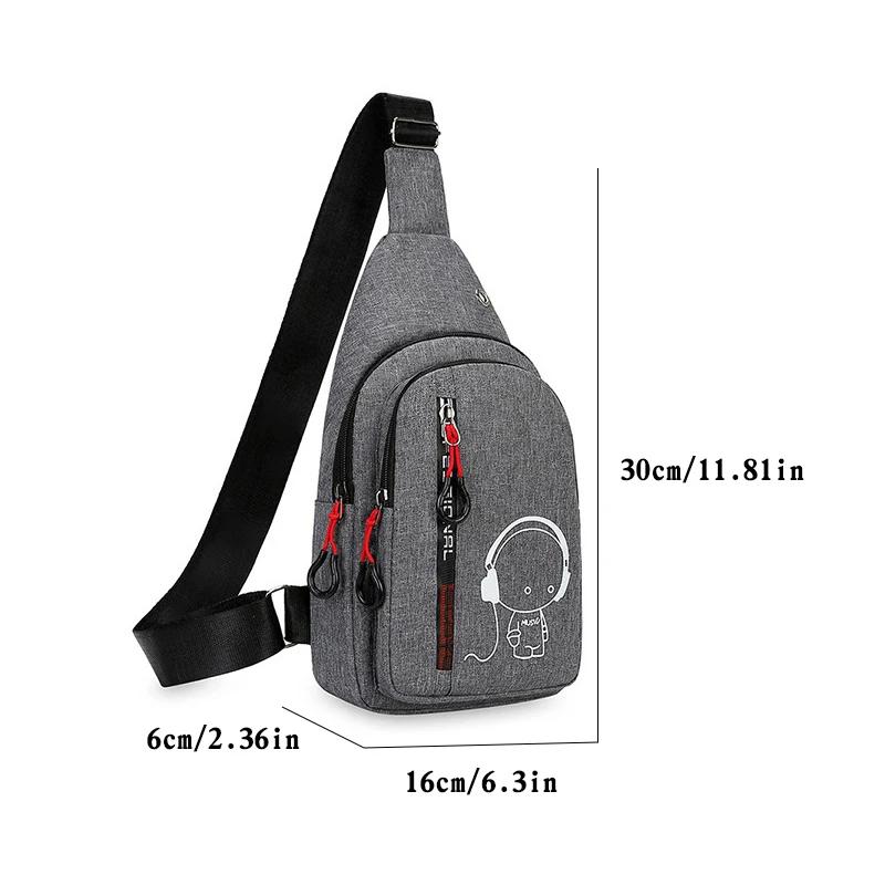 Men's Chest Bag Waterproof Crossbody Shoulder Bag Multi-Pocket Cycling Backpack Korean Fashion Casual Travel Sports Bag for Men