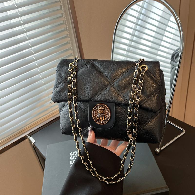 

Fashion and popular women s bags 2025 new versatile high-quality textured messenger bags single shoulder retro diamond chain bags