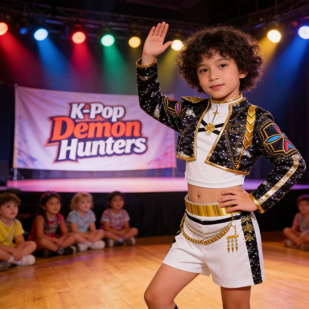 Kpop Demon Hunters Rumi Childrens Sequin Stage Costume With Short Pants For Dance Performances