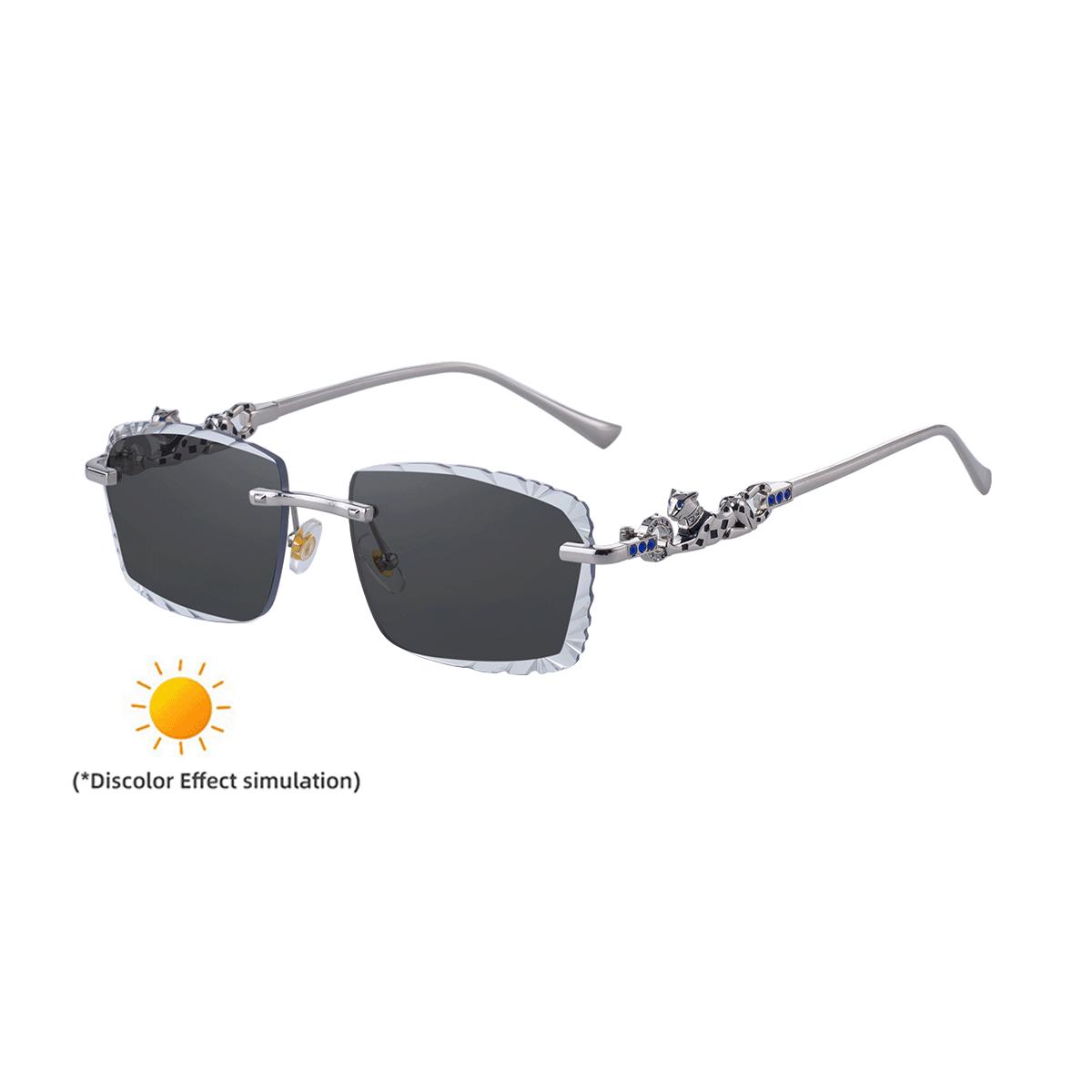 KAJILA 2026 Европейские Без ободка Фотохромные Солнцезащитные Очки Мужские с Алмазной Гранировкой Край под Леопарда