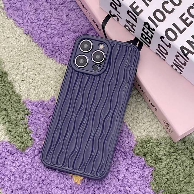 

Модный темно-фиолетовый чехол для телефона Iphone 14 12 11 13 Pro Max Mini Xr X Xs 3d с рябью кожи, стильный мягкий чехол For iPhone14 Pro Max темно-фиолетового