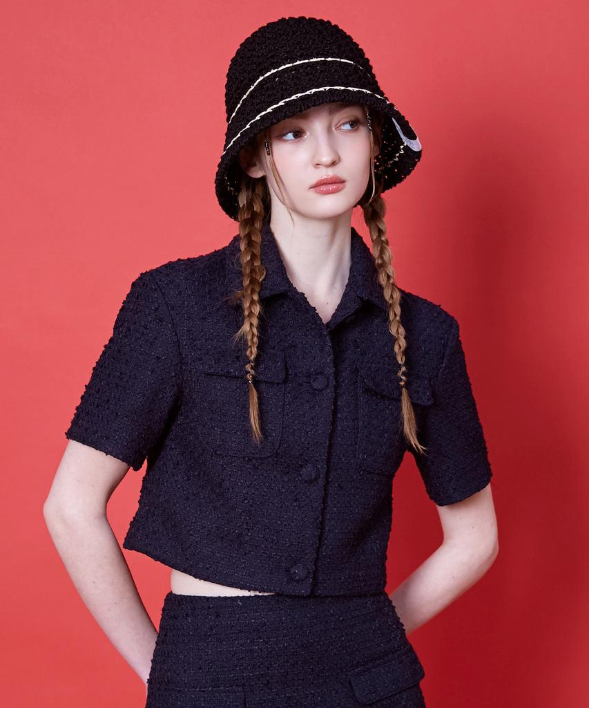 Seullipiseullib Line Minimal Black Bucket Hat