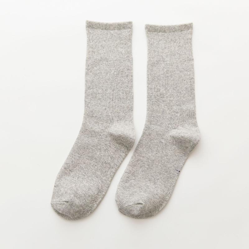 Female Autumn and Winter New Products Retro All Match Pure Color Cotton Tube Stack Socks