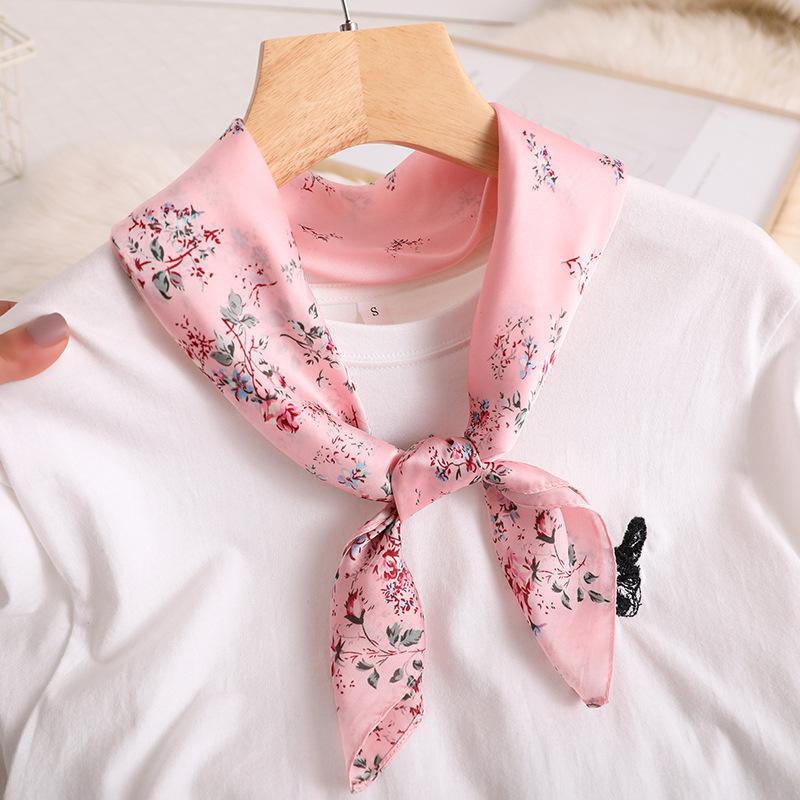 70cm Fashion Paisley Print Kerchief Hair Scarf For Women Silk Satin Headband Hijab Scarfs Female Square Neck Scarves For Ladies