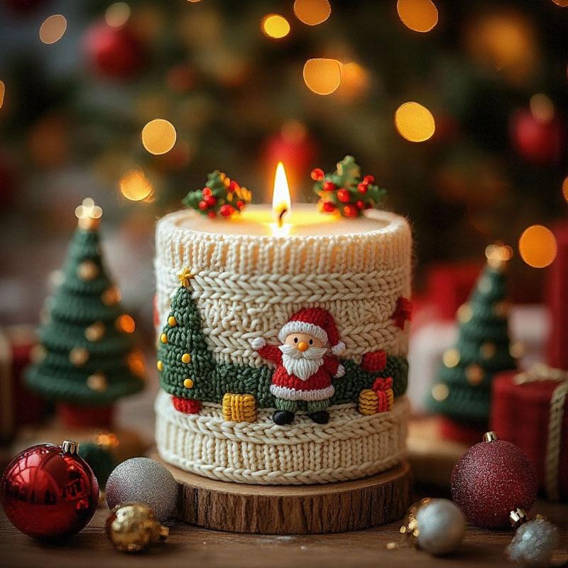 Santa Candle Mold High-Temperature Resistant Christmas Silicone Mold Diy Candle Mold Flexible For Gifting Christmas Decor Home