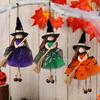 Decorazione Spettrale di Halloween Bambola Strega con Scopa Piccola Statuetta da Appendere Accessorio Cool Garza
