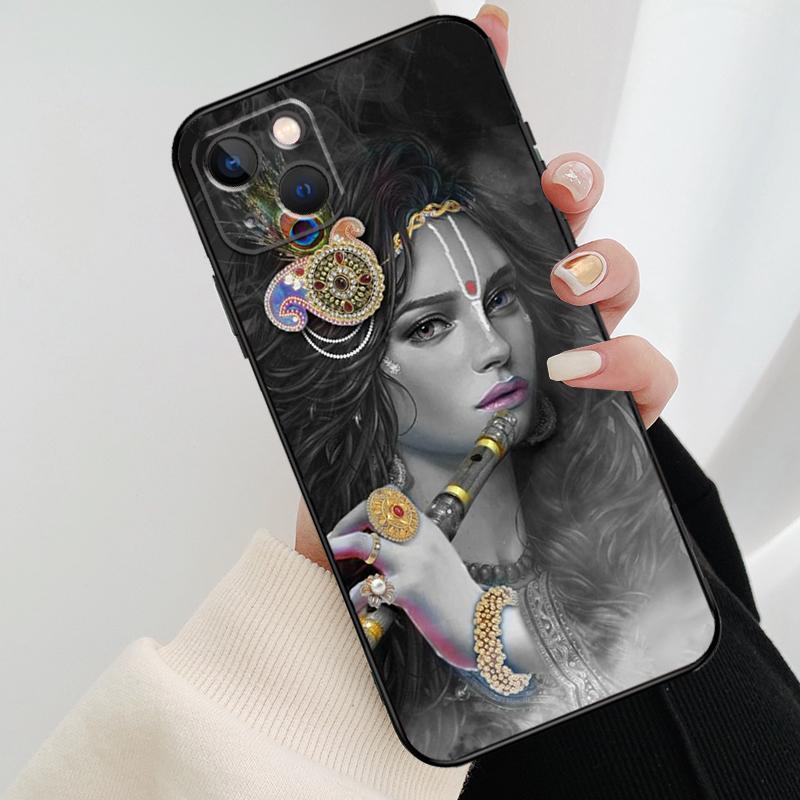 Indian God Lord Krishna Phone Case For iPhone 11 12 13 14 15 16 Pro XS Max Mini Cover For iPhone X XR Plus Back Case