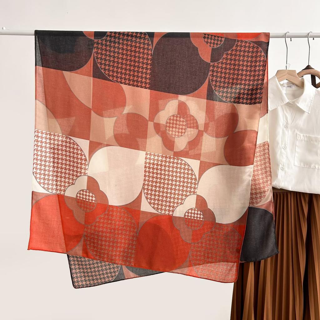 Thin Scarf Versatile Women's Scarf Shawl Imitation Cotton and Linen High-end French Silk Scarf Long Scarf Cross-border Special Supply