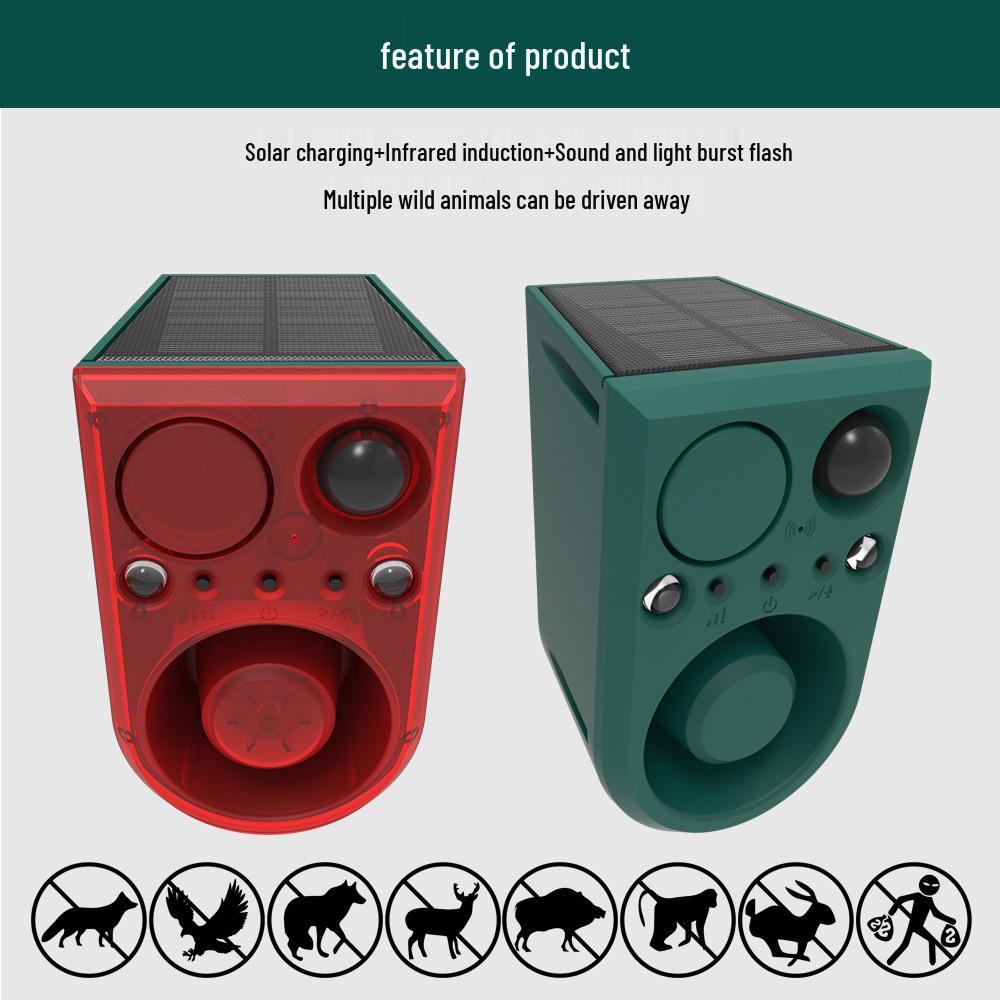 Solar-Powered Ultrasonic Animal Repellent with Infrared and Sound Alarm