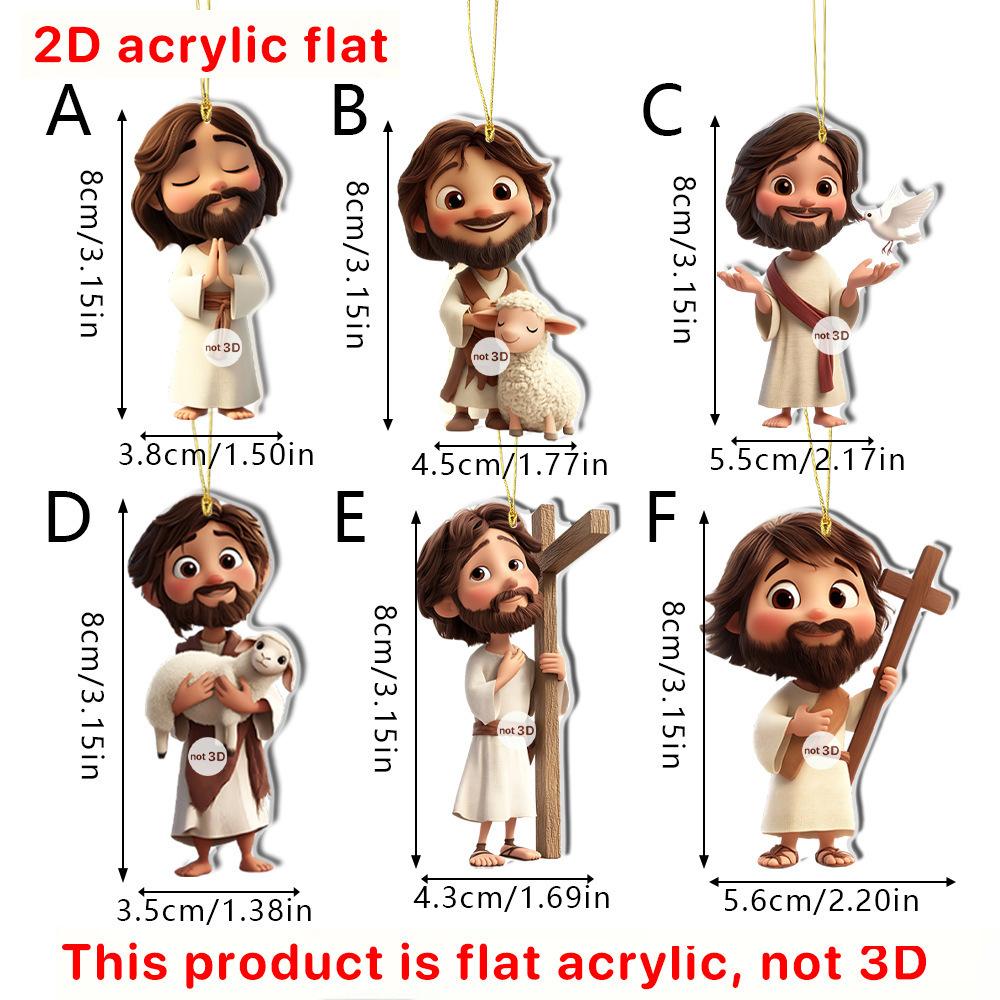 6-Piece Set, Christmas Gift Package Acrylic 2D Flat Backpack Car Pendant Pendant Christmas Tree Decoration Pendant Gift