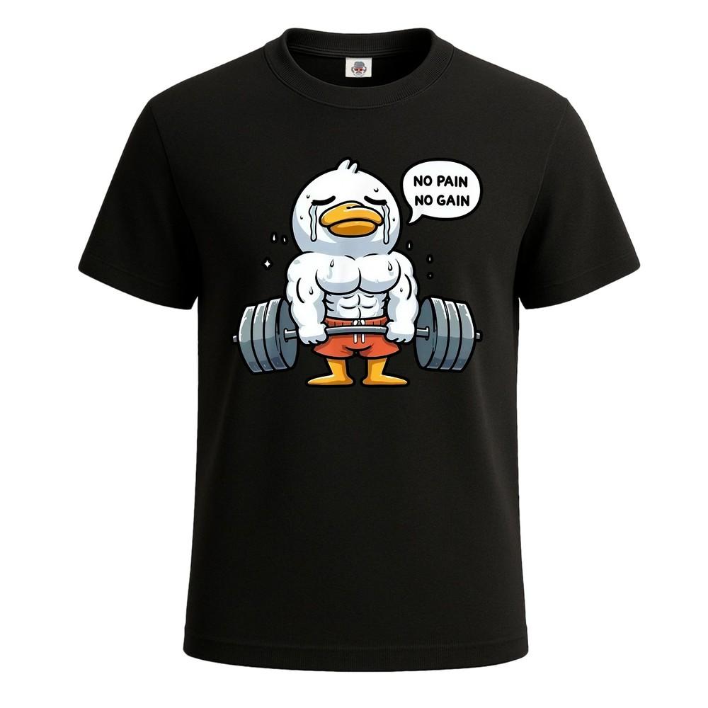 No pain no gain duck gym workout fitness mens tshirt novelty funny top tee 2XL