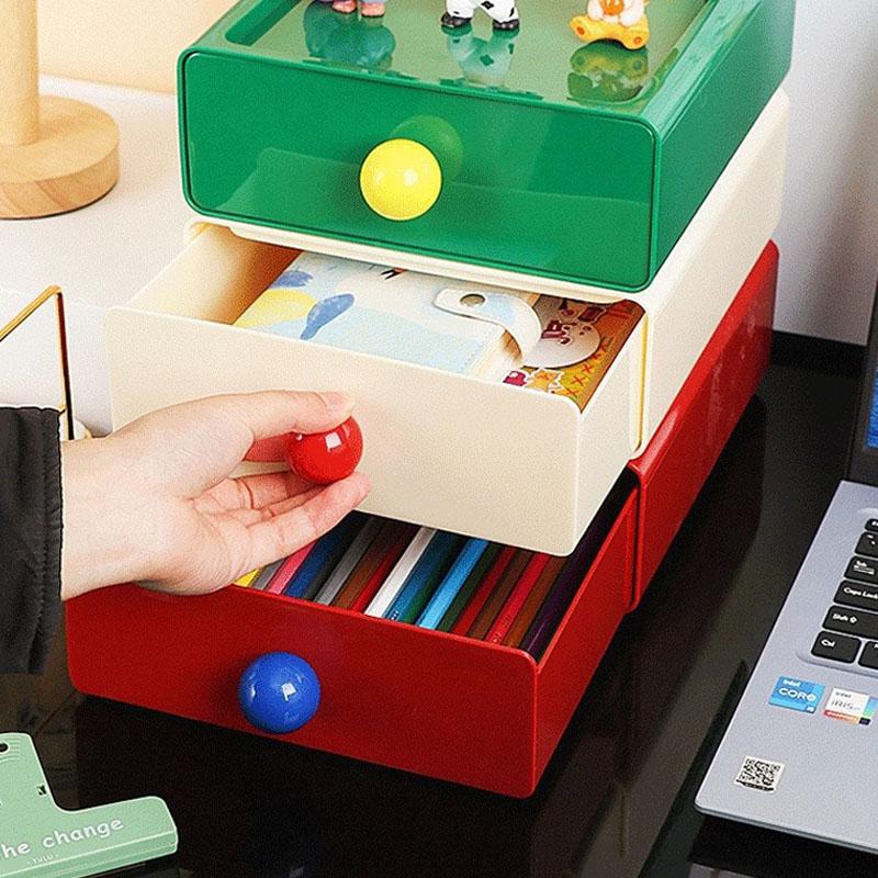 Multi-functional Desktop Drawer Storage Boxes Colorful Dopamine Stationery Cosmetics Sundry Box Home Desk Stackable Organizer