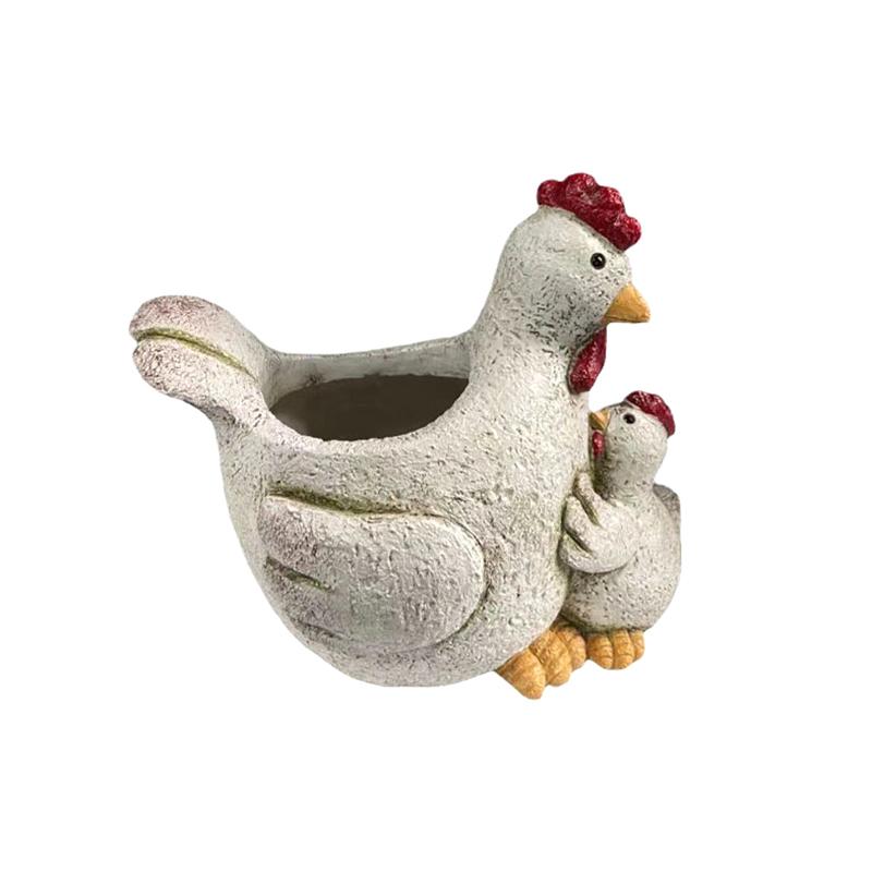 Statuie Găină Ghiveci Rășină Găină Suport Ghiveci de Flori Container de Grădină Afișaj Plante Interior și Exterior Accesoriu Grădină