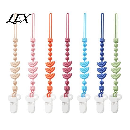 Non Metallic Pacifier Chain Silicone Clip with Teether for Infants, BPA-Free Chewable Baby Anti-Drop Holder Shower Gift Newborns 0-24 Months,
