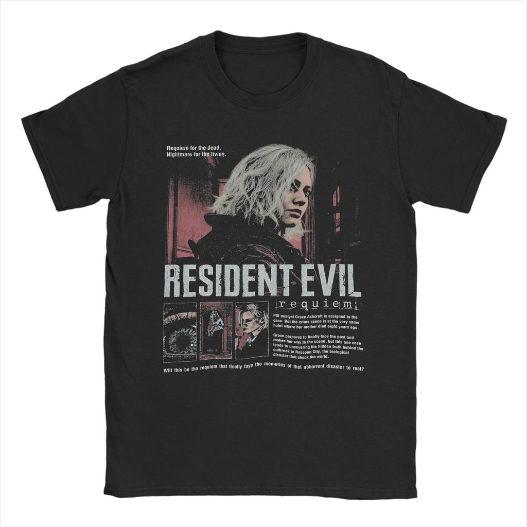 Męskie Koszulki Leon i Grace Resident Evil Requiem 100% Bawełna Ubrania Zabawne Krótki Rękaw Okrągły Dekolt T-shirty Koszulka