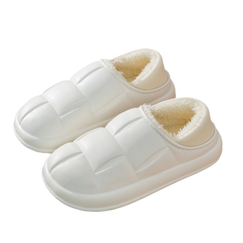 Bag heel cotton slippers women's home warm wool slippers waterproof cotton shoes couple fleece thickened EVA cotton cover shoes