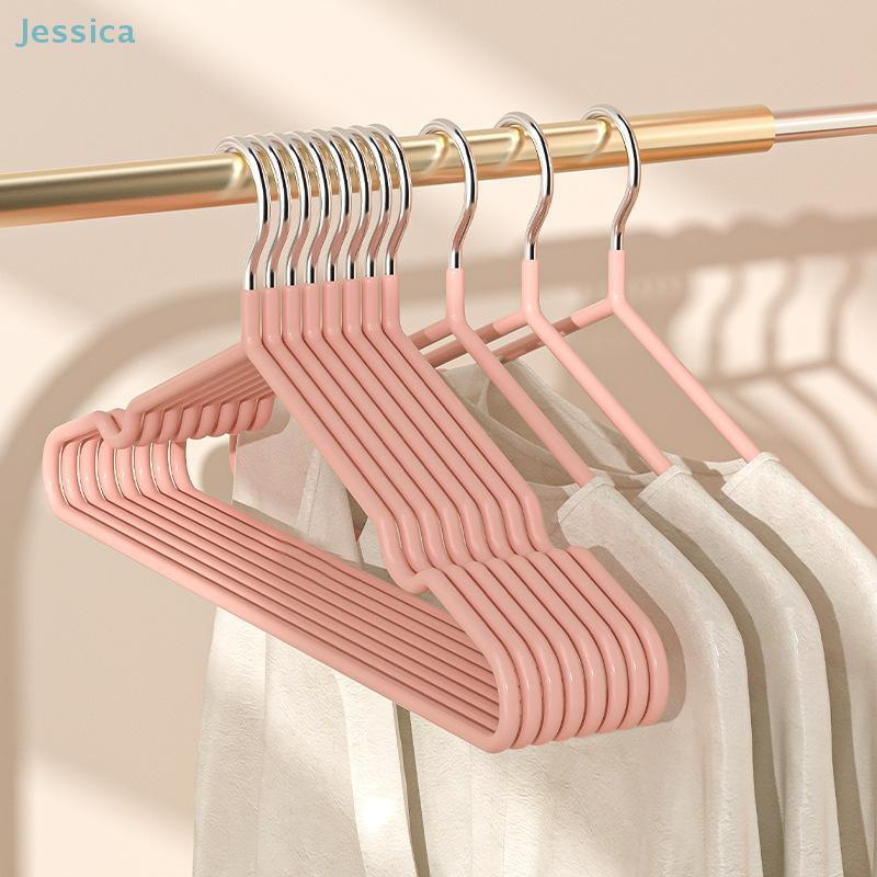 10Pcs Traceless No-slip Clothes Metal Hangers Durable Strong Household Space Saver For Organization Of Bedroom