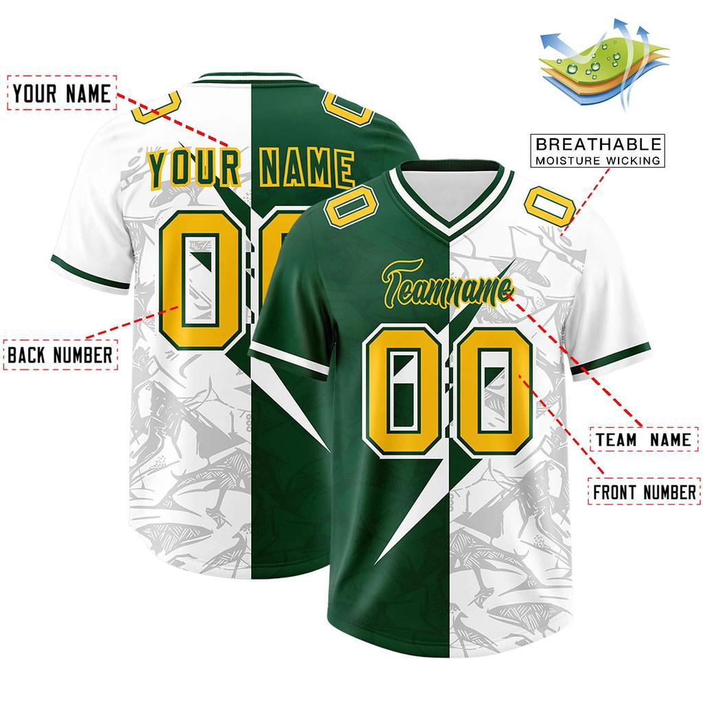 Custom Split Personalized Lightning Pattern Football Jersey Personlized Team name and you name, number V-Neck T-Shirts