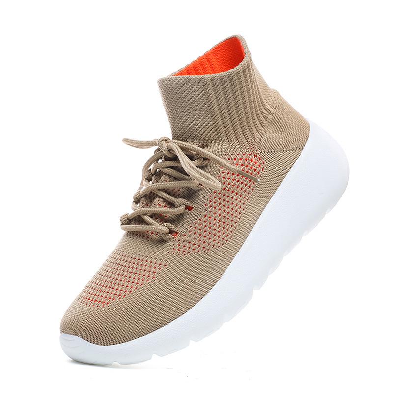

Spring and summer new couple casual shoes women s shoes light knitted mesh running shoes men s shoes sports jogging shoes 46 коричневий