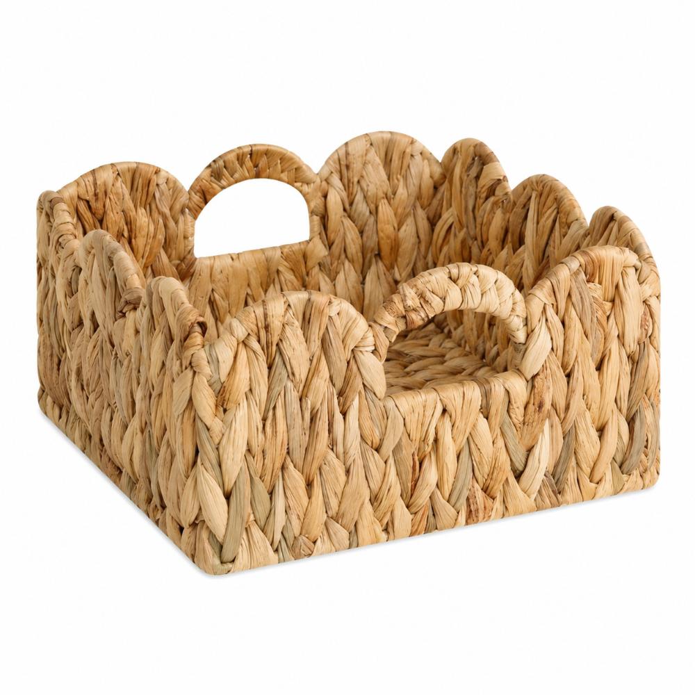 Natural Water Hyacinth Storage Basket Handwoven Open Top Handwoven Storage Basket Sturdy Multipurpose Wicker Organizer Tray