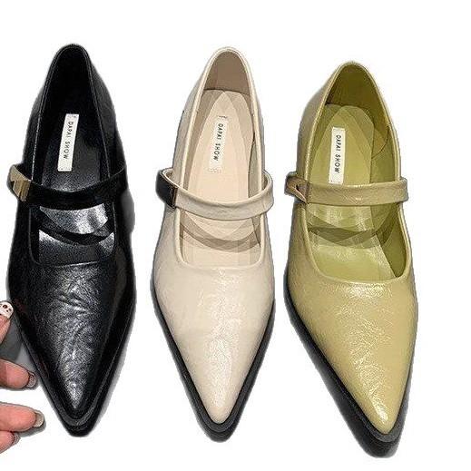 [Ushilai] French pointed temperament Mary Jane shoes women's 2025 spring new fashion shallow mouth versatile single shoes