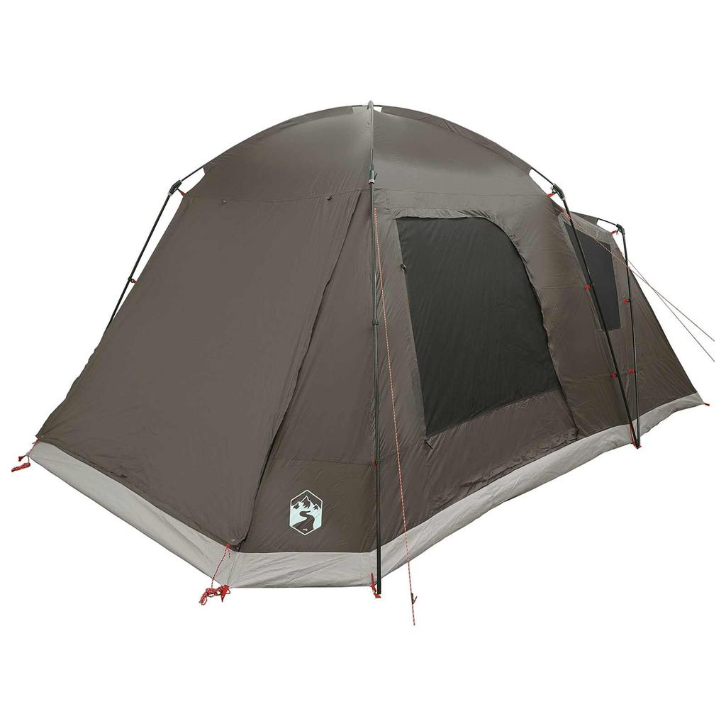 Cabin Tent with Roof Brown and Gray 8 Person Polyester and Steel