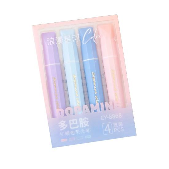 4Pcs Soft Tip Highlighter Set with Large Ink Capacity Pastel Eye-Care Markers Smooth Writing Highlighter Pen for Journaling Notes Cute School Supplies