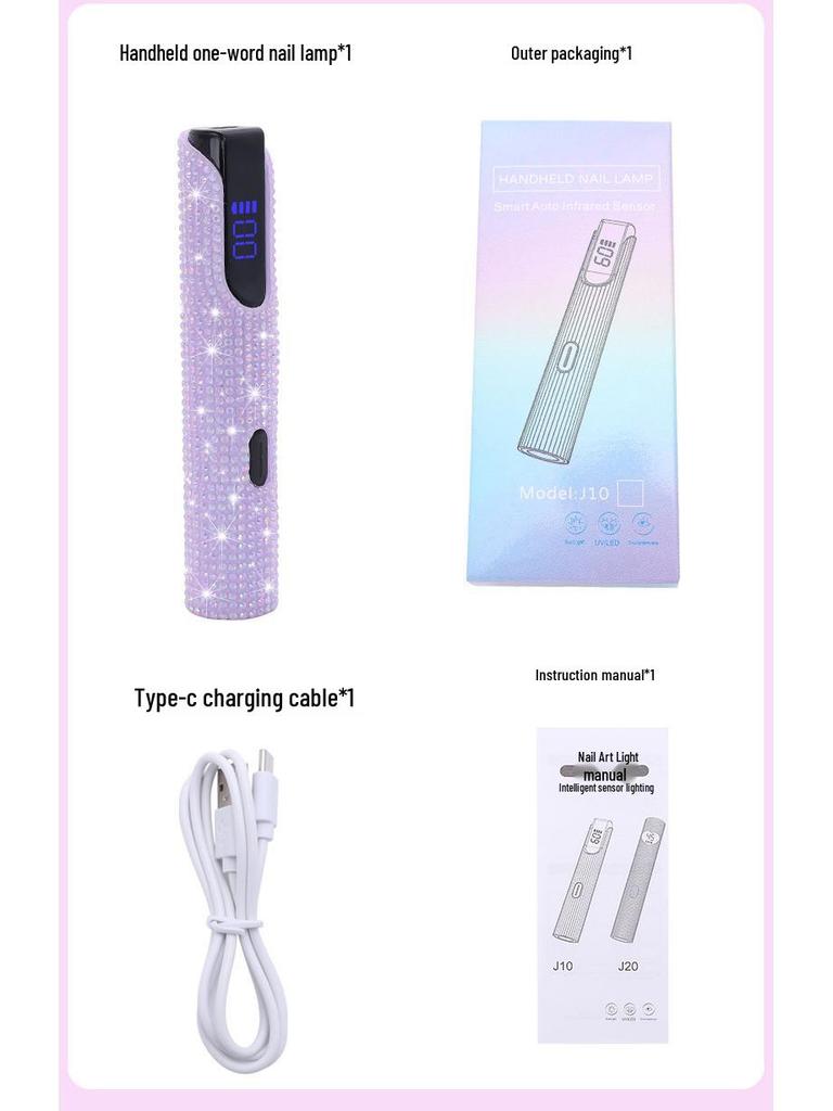 Portable Rechargeable Rhinestone Nail Art Phototherapy Lamp with Dual Light
