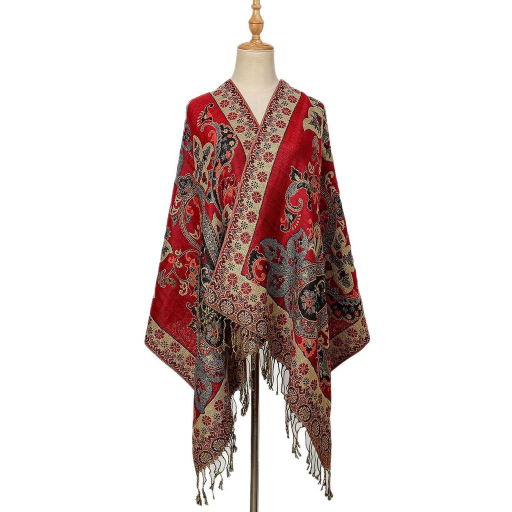 Etnický styl Květ kešu Polyesterová dlouhá šála Retro střapce Vyšívaná šála k čínskému oděvu Cheongsam Cestovní šátek Šátek na hlavu