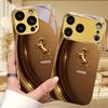 Premium Stallion Art Electroplated Golden Phone Case For iPhone 14 17 16 15 13 12 11 Pro Max Plus 16E 17Air XR 7 8 X Glass Cover